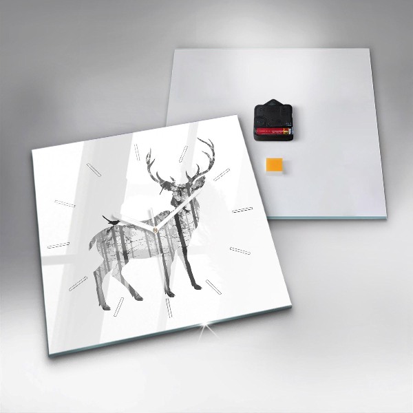 Kwadratowy zegar Sylwetka jelenia Las