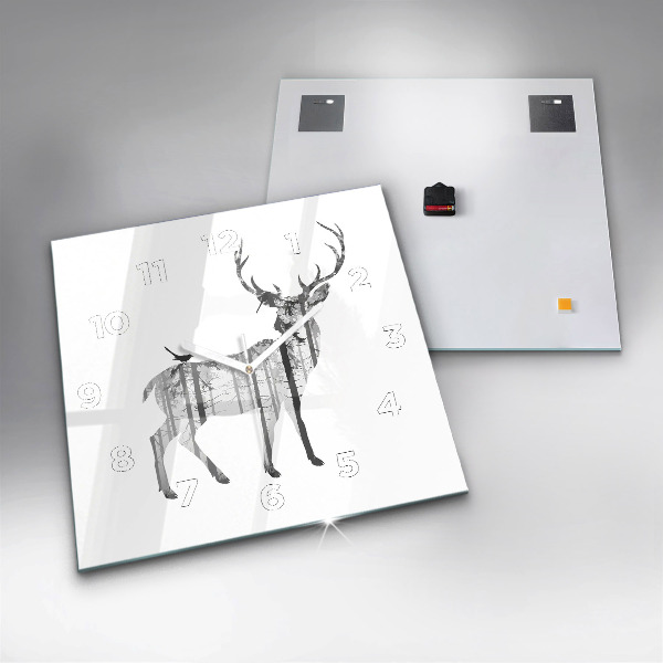 Kwadratowy zegar Sylwetka jelenia Las