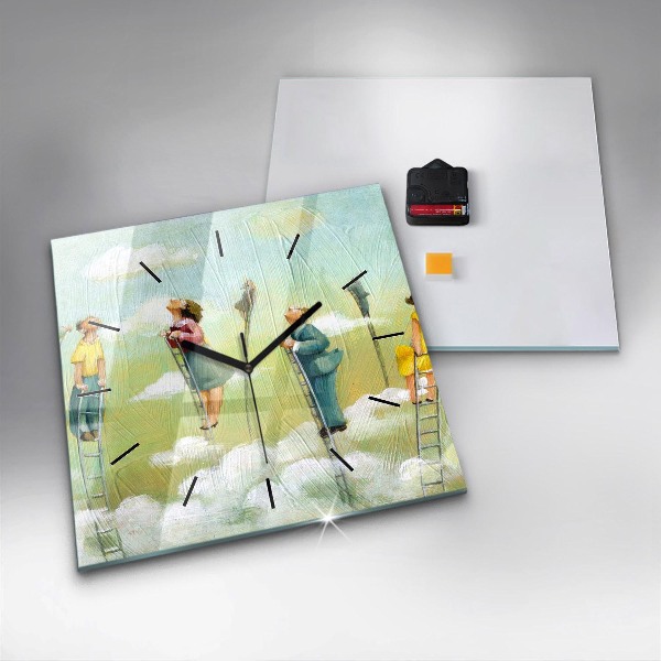 Kwadratowy zegar Ludzie na drabinie