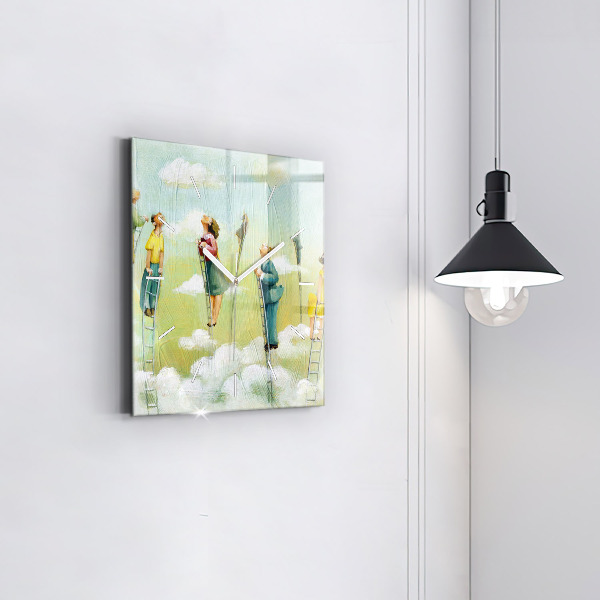 Kwadratowy zegar Ludzie na drabinie