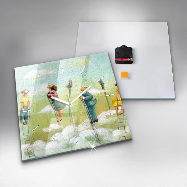 Kwadratowy zegar Ludzie na drabinie