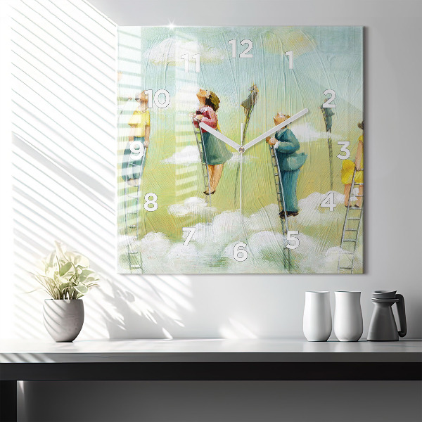 Kwadratowy zegar Ludzie na drabinie