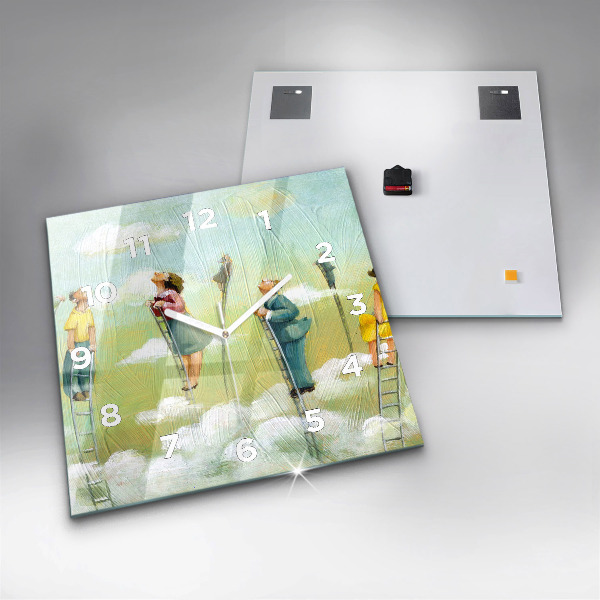 Kwadratowy zegar Ludzie na drabinie