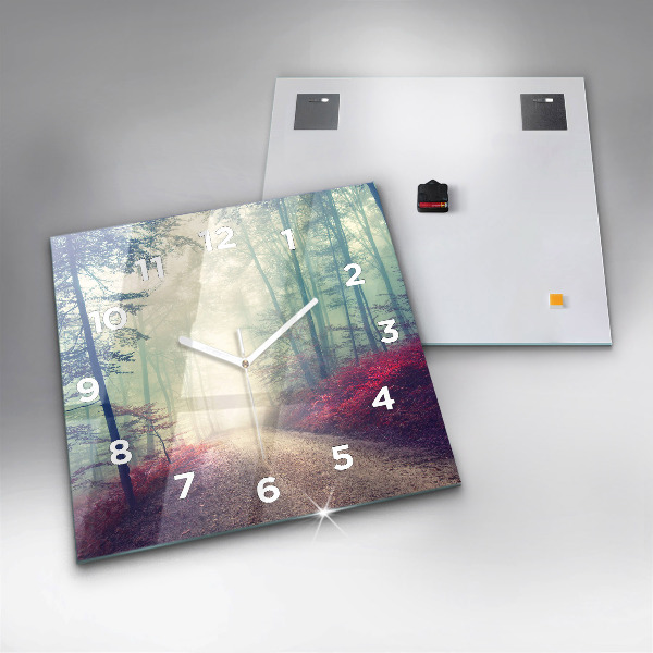 Kwadratowy zegar Jesienna droga Las Mgła