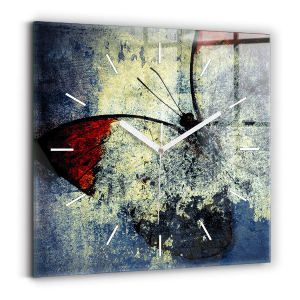 Kwadratowy zegar Motyl vintage styl