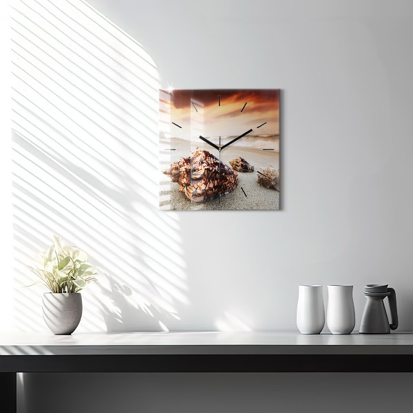 Kwadratowy zegar Muszla na plaży