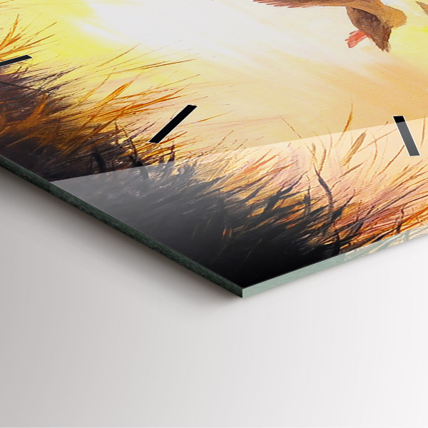 Kwadratowy zegar Żurawie o zachodzie słońca