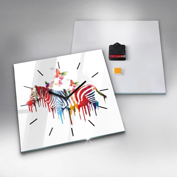 Kwadratowy zegar Kolorowa zebra