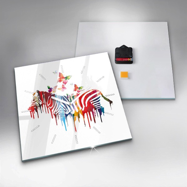 Kwadratowy zegar Kolorowa zebra