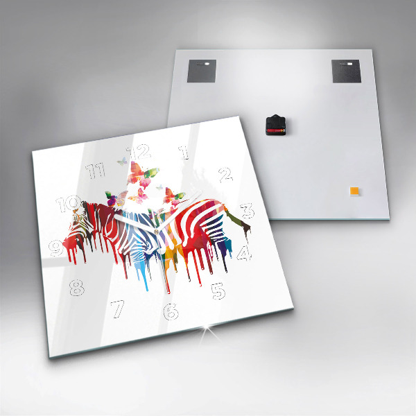 Kwadratowy zegar Kolorowa zebra