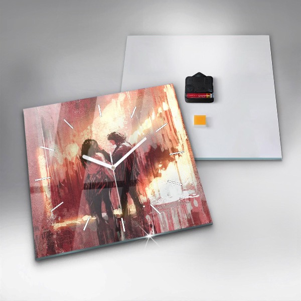 Kwadratowy zegar Młoda zakochana para