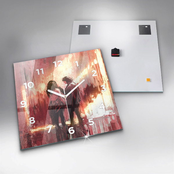 Kwadratowy zegar Młoda zakochana para