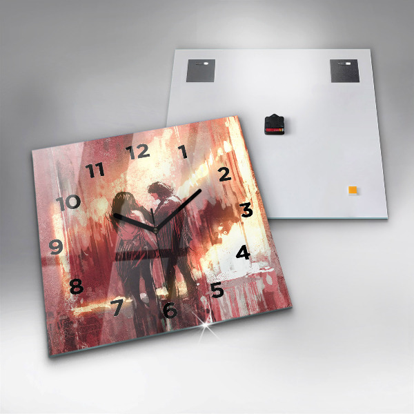 Kwadratowy zegar Młoda zakochana para