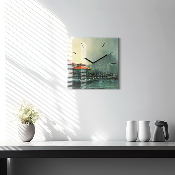 Kwadratowy zegar Wioska rybacka