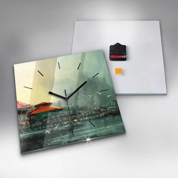 Kwadratowy zegar Wioska rybacka