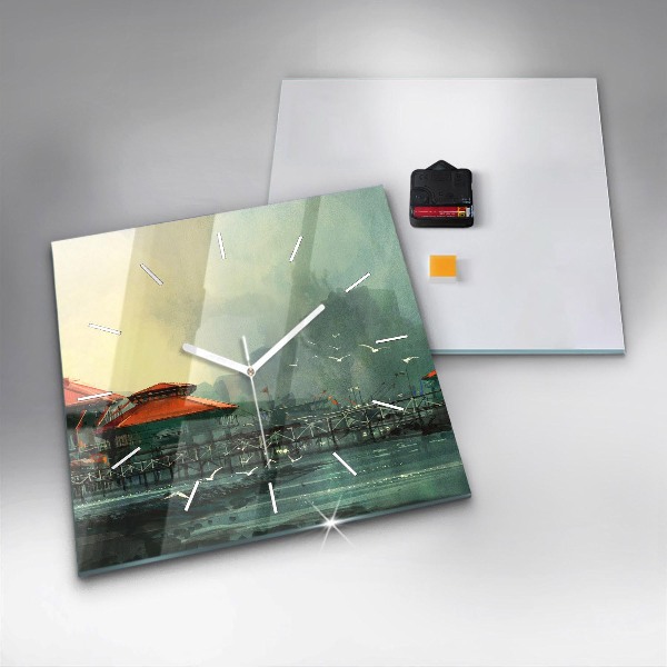 Kwadratowy zegar Wioska rybacka