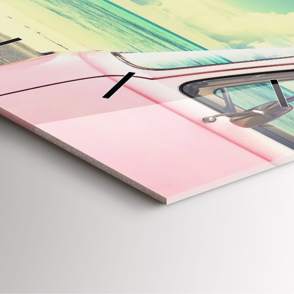 Zegar na ścianę kwadratowy Samochód z deską surfingową