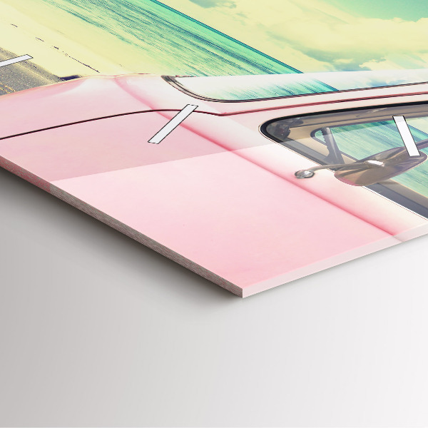 Zegar na ścianę kwadratowy Samochód z deską surfingową