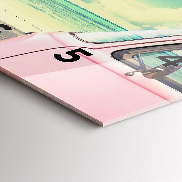 Zegar na ścianę kwadratowy Samochód z deską surfingową