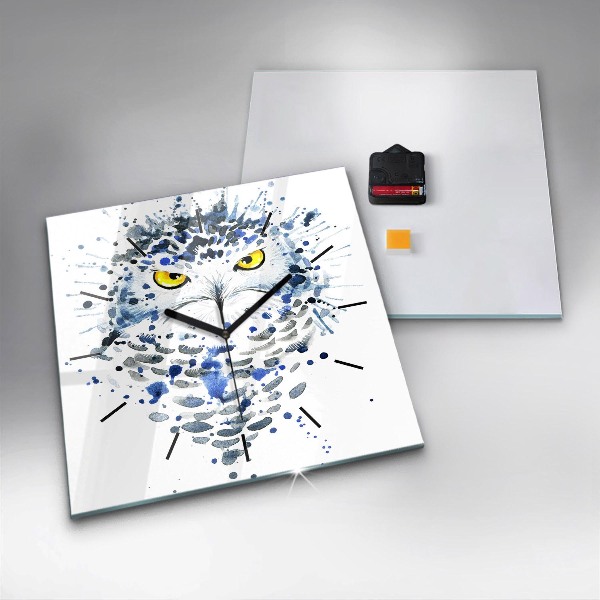 Zegar na ścianę kwadratowy Sowa spojrzenie