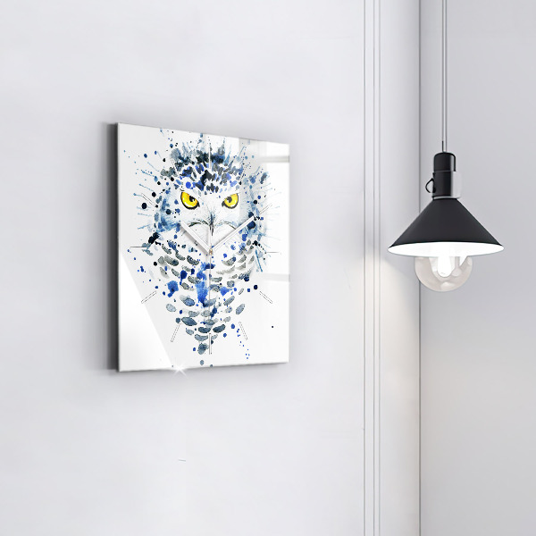 Zegar na ścianę kwadratowy Sowa spojrzenie