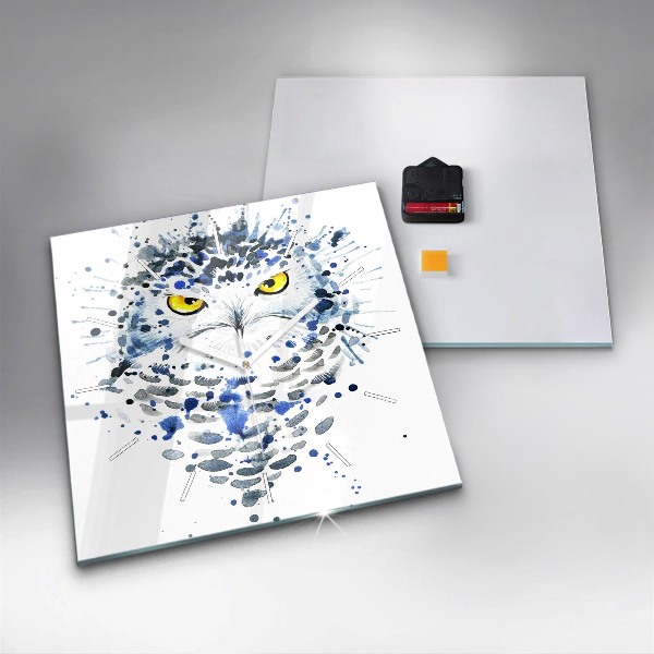 Zegar na ścianę kwadratowy Sowa spojrzenie