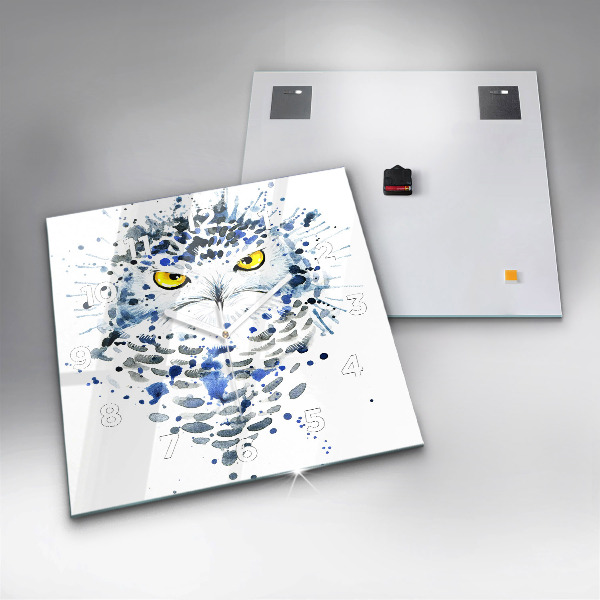 Zegar na ścianę kwadratowy Sowa spojrzenie