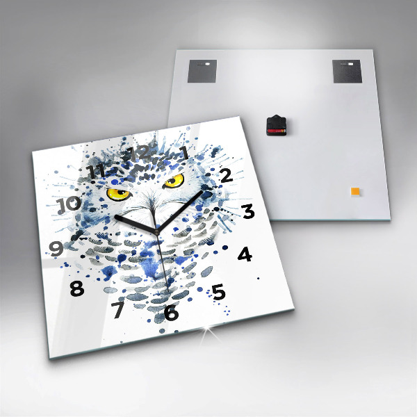 Zegar na ścianę kwadratowy Sowa spojrzenie