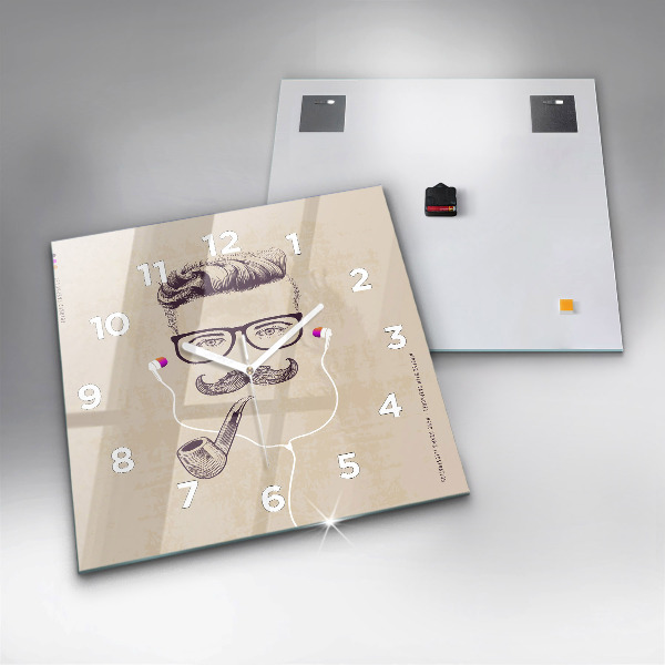 Zegar na ścianę kwadratowy Mężczyzna z fajką