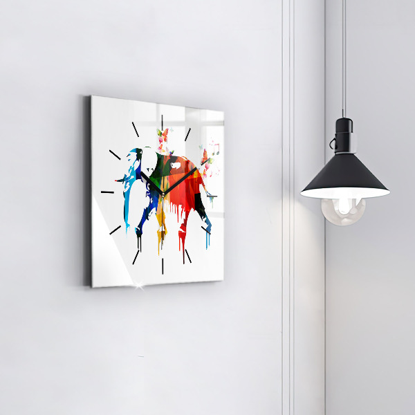 Zegar na ścianę kwadratowy Kolorowy malowany słoń