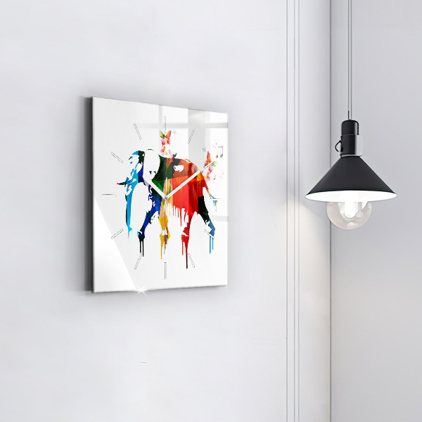 Zegar na ścianę kwadratowy Kolorowy malowany słoń