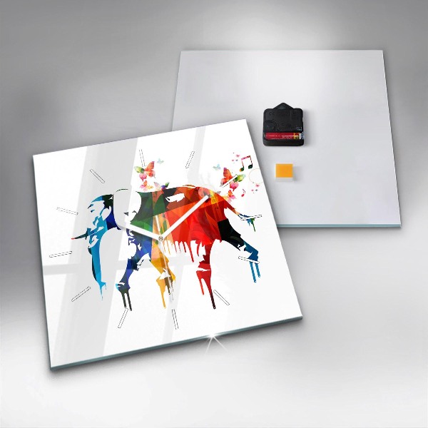 Zegar na ścianę kwadratowy Kolorowy malowany słoń