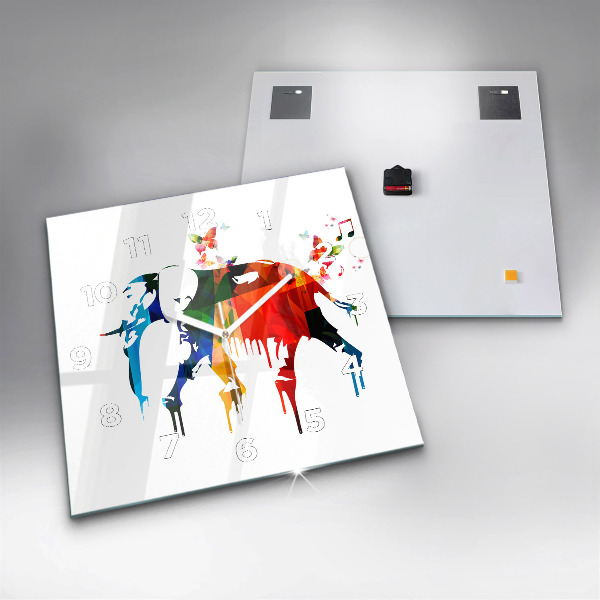 Zegar na ścianę kwadratowy Kolorowy malowany słoń