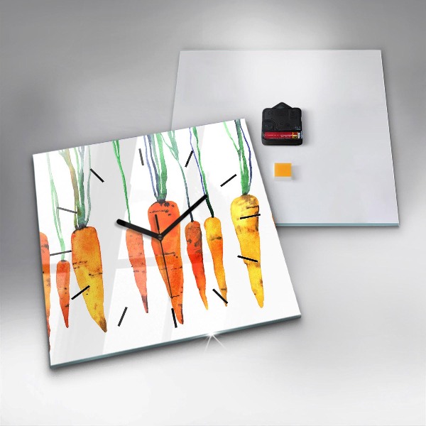 Zegar na ścianę kwadratowy Ilustracja marchewek