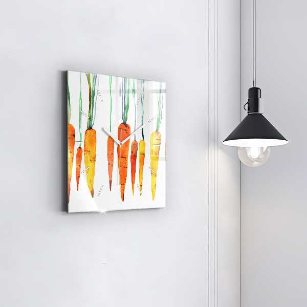 Zegar na ścianę kwadratowy Ilustracja marchewek