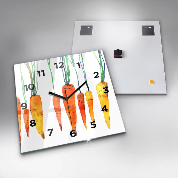 Zegar na ścianę kwadratowy Ilustracja marchewek