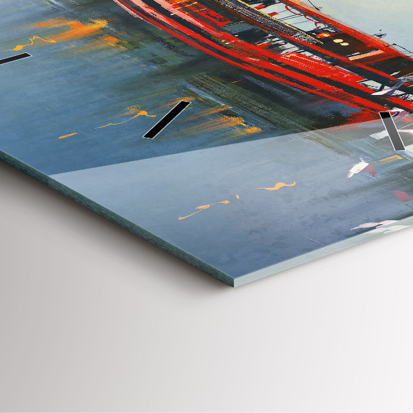 Zegar na ścianę kwadratowy Łódź rybacka w porcie