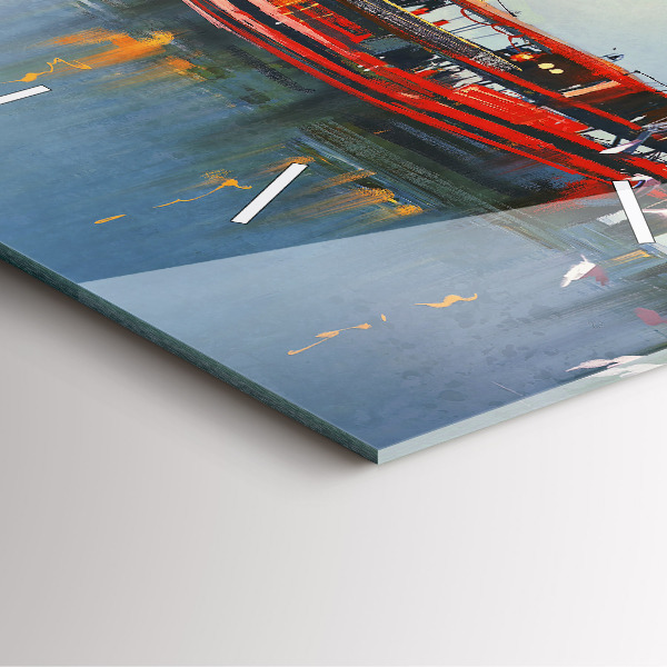 Zegar na ścianę kwadratowy Łódź rybacka w porcie