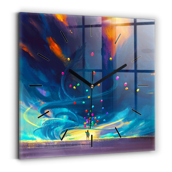 Zegar na ścianę kwadratowy Dziecko i balony