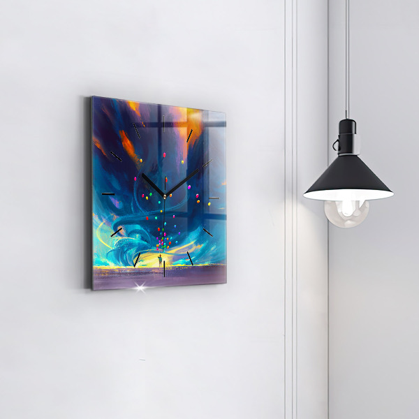 Zegar na ścianę kwadratowy Dziecko i balony