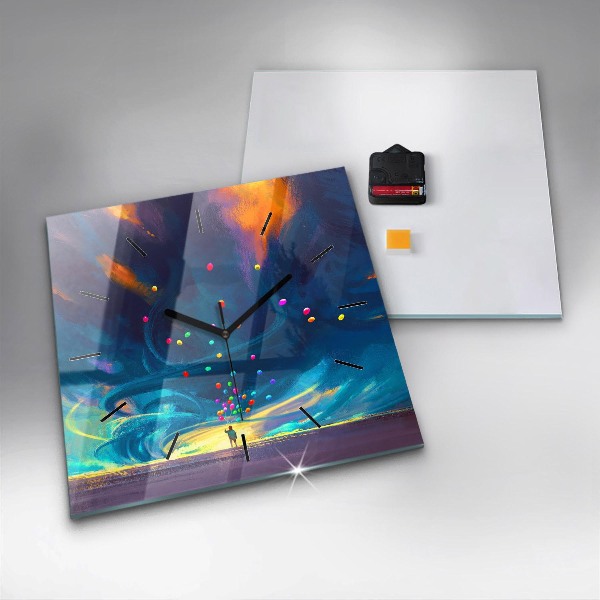 Zegar na ścianę kwadratowy Dziecko i balony