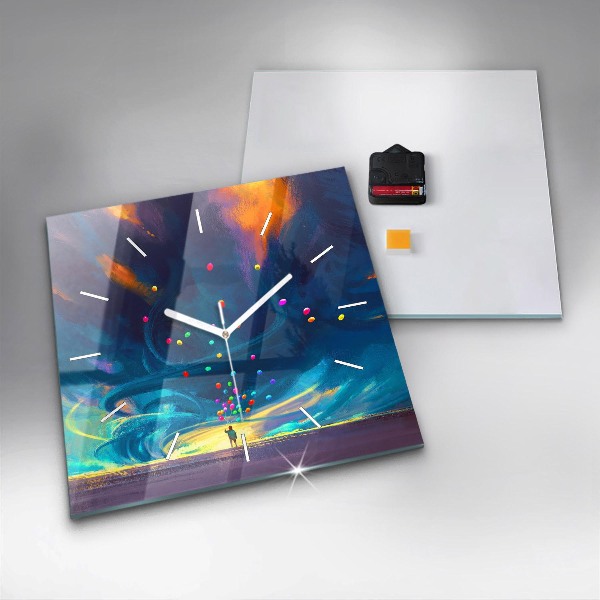 Zegar na ścianę kwadratowy Dziecko i balony