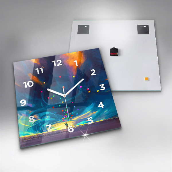 Zegar na ścianę kwadratowy Dziecko i balony