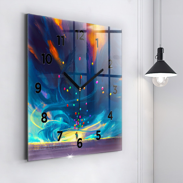 Zegar na ścianę kwadratowy Dziecko i balony