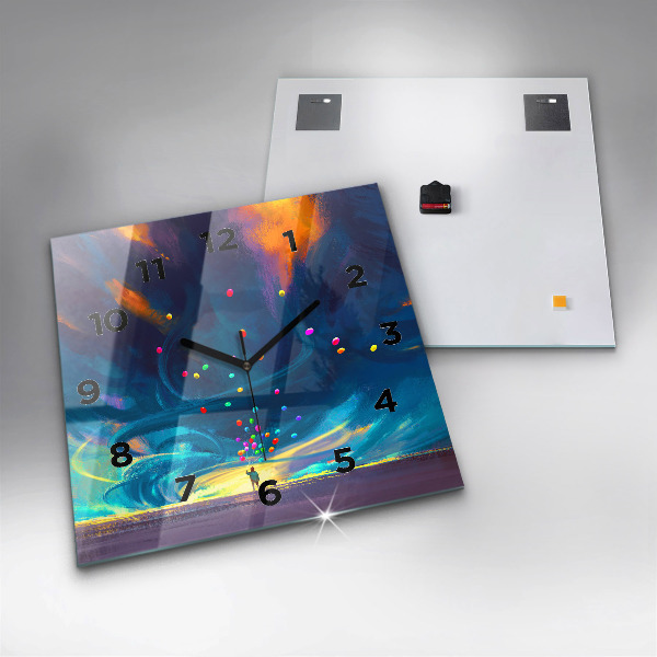 Zegar na ścianę kwadratowy Dziecko i balony