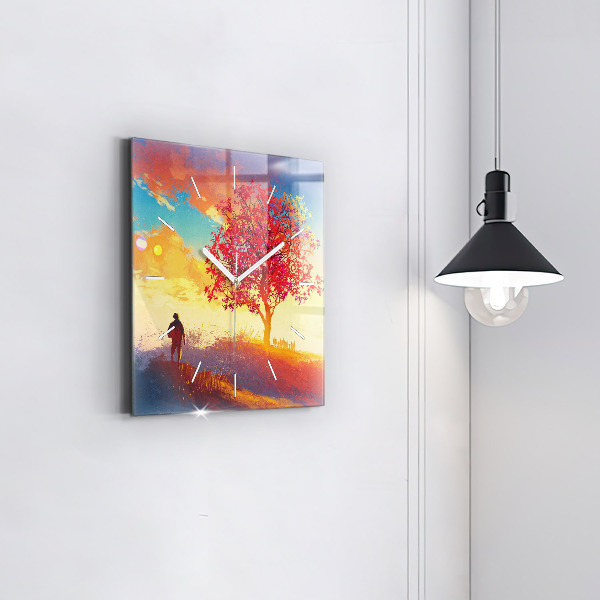 Zegar na ścianę kwadratowy Jesienny Krajobraz