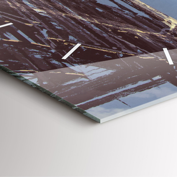 Zegar na ścianę kwadratowy Anioł, most i rower