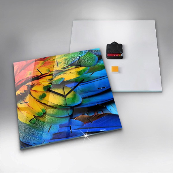 Zegar na ścianę kwadratowy Kolorowe skrzydła ptaka