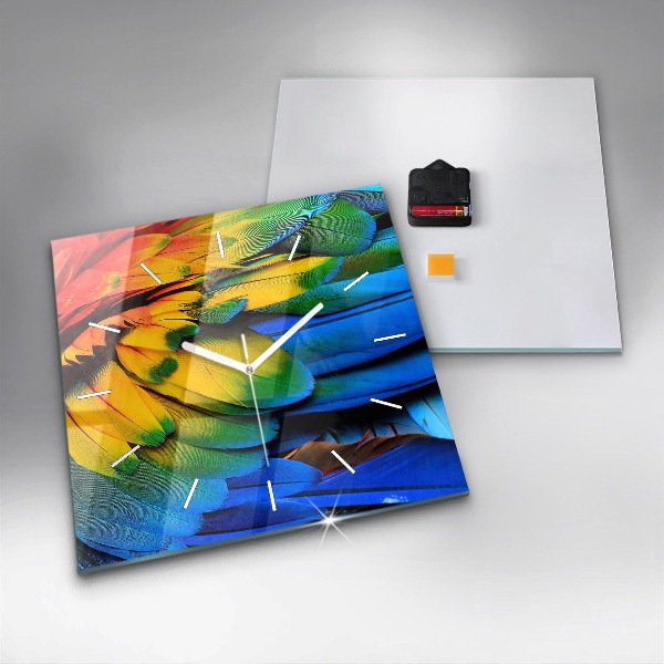 Zegar na ścianę kwadratowy Kolorowe skrzydła ptaka