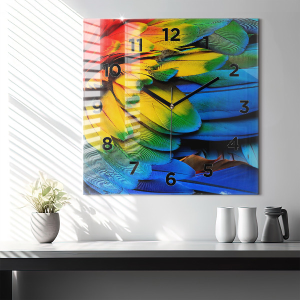 Zegar na ścianę kwadratowy Kolorowe skrzydła ptaka